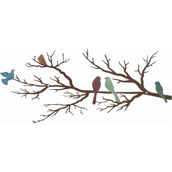 ESTART Modern Rustic Metal Birds on Branch Wall Art, Leaf Silhouette Hanging Wall Sculpture for Living Room, Bedroom, Balcony, Garden
