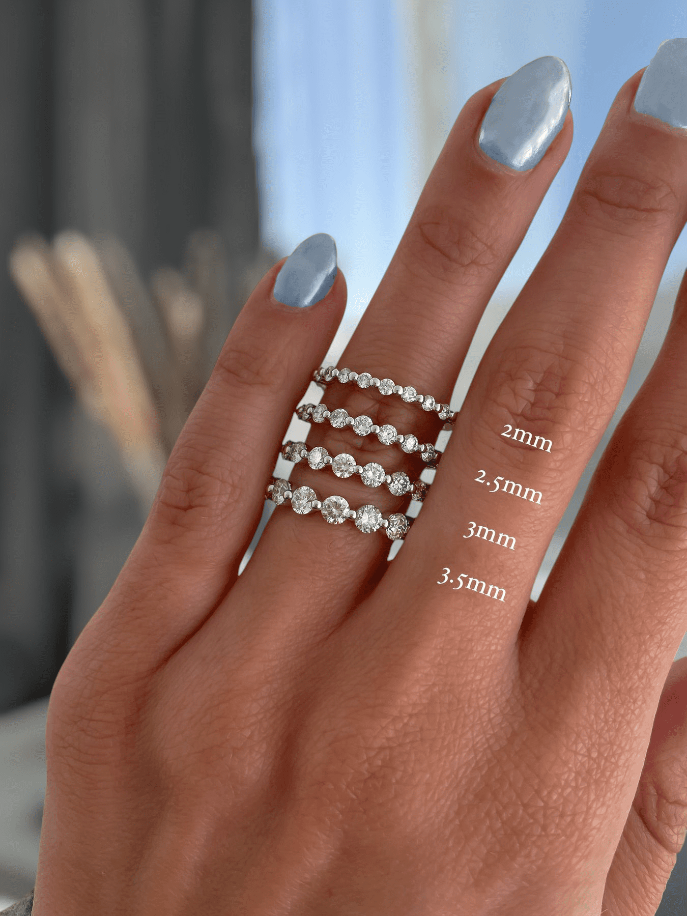 ESTE ORIGIN 0 80Ct Round Moissanite Half Eternity Ring 3mm Shared