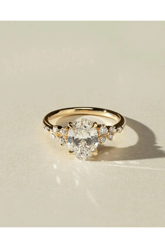 1.25ct Oval Lab-Grown Diamond Engagement Ring with Accent Stones – 18K Yellow Gold Promise Ring for Women, US 5.
