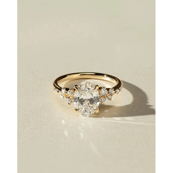ESTE ORIGIN 1.25ct Oval Moissanite Engagement Ring with Accent Stones – 18K Rose Gold Promise Ring for Women, US 7.5.