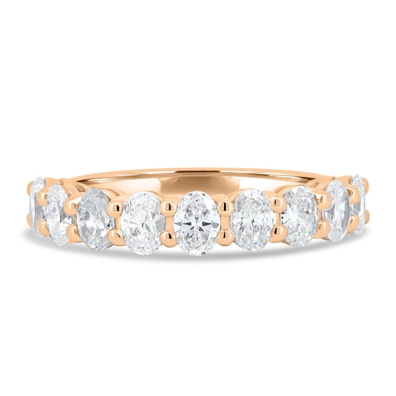 ESTE ORIGIN 1.35Ct Moissanite Oval Half Eternity Band – VS1 Colorless, 9 Stone Wedding Ring in 10K Rose Gold for Women