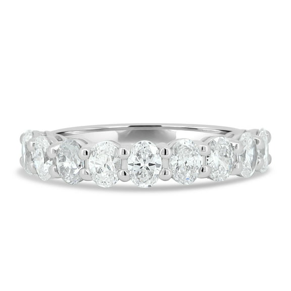 ESTE ORIGIN 1.35Ct Moissanite Oval Half Eternity Band – VS1 Colorless, 9 Stone Wedding Ring in 10K White Gold for Women