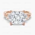 thumbnail image 1 of ESTE ORIGIN 2.00Ct Lab-Grown Princess Cut Diamond Three-Stone Ring – IGI Certified, Pavé Band in 14K Rose Gold for Women, 1 of 5