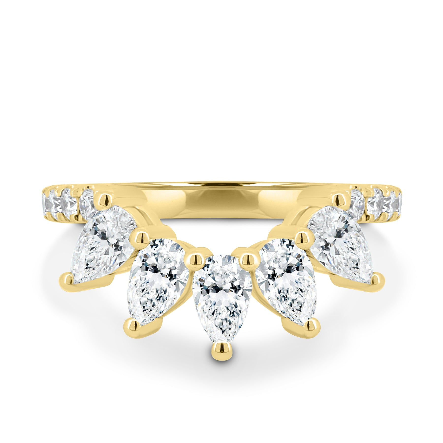 ESTE ORIGIN 1 50Ct Lab Grown Diamond Pear Accent Curved Wedding Ring ESTE ORIGIN 1 50Ct Lab Grown Diamond Pear Accent Curved Wedding Ring