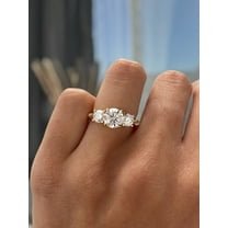 ESTE ORIGIN 2.00 Ct Round Cut Lab-Grown Diamond Trilogy Engagement Ring – Twisted Pavé Band, Trellis Setting in 14K Rose Gold for Women