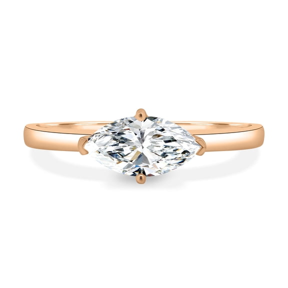 ESTE ORIGIN 2.00Ct East West Marquise Moissanite Solitaire Ring, VS1 Colorless in 10K Rose Gold for Women