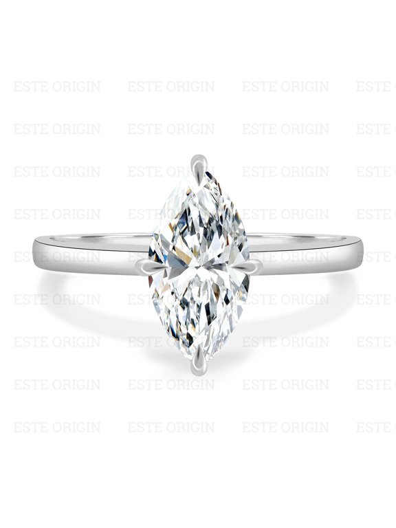 2.00Ct Lab-Grown Marquise Diamond Solitaire Engagement Ring with Eagle Claw Setting in 10K White Gold for Women