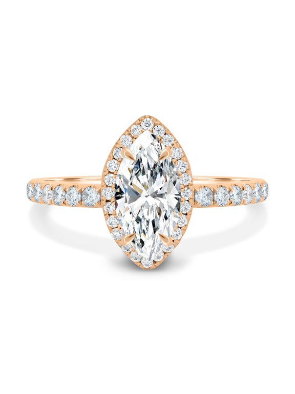 2.00Ct Marquise Lab Grown Diamond Solitaire Ring, 6 Claw Setting in 14K Rose Gold for Women