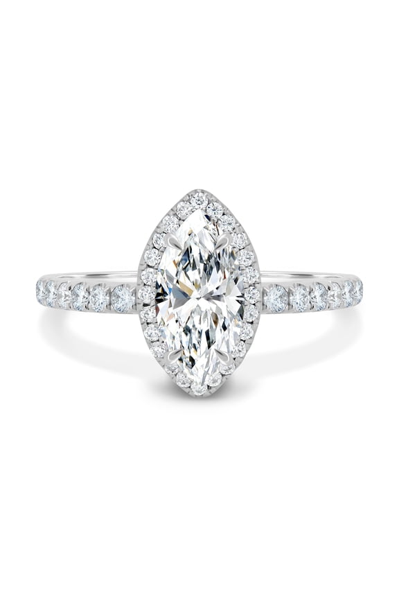 2.00Ct Marquise Lab Grown Diamond Solitaire Ring, 6 Claw Setting in 14K White Gold for Women