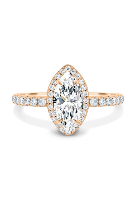 2.00Ct Marquise Moissanite Solitaire Ring, 6 Claw Setting in 18K Rose Gold for Women