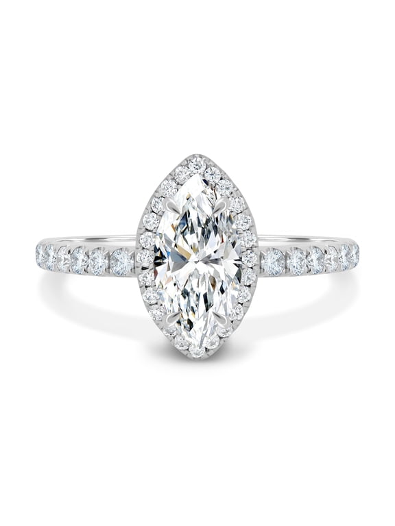 2.00Ct Marquise Moissanite Solitaire Ring, 6 Claw Setting in 18K White Gold for Women