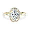 thumbnail image 1 of ESTE ORIGIN 2.00Ct Oval Cut Lab-Grown Diamond Halo Solitaire Engagement Ring – Vintage 4-Claw Setting & Pavé Band in 10K Yellow Gold for Women, 1 of 8
