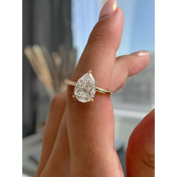 ESTE ORIGIN 2.00Ct Pear Cut IGI Certified Lab-Grown Diamond Solitaire Engagement Ring in 14K White Gold for Women US 8.5