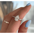 thumbnail image 1 of ESTE ORIGIN 2.00Ct Pear Cut Solitaire Moissanite Engagement Ring – Hidden Halo & Round Side Stones in 10K Rose Gold for Women US 4.5, 1 of 8