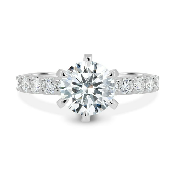 ESTE ORIGIN 2.00Ct Round Cut Lab-Grown Diamond 6 Claw Solitaire Engagement Ring – Half Eternity in 18K White Gold for Women