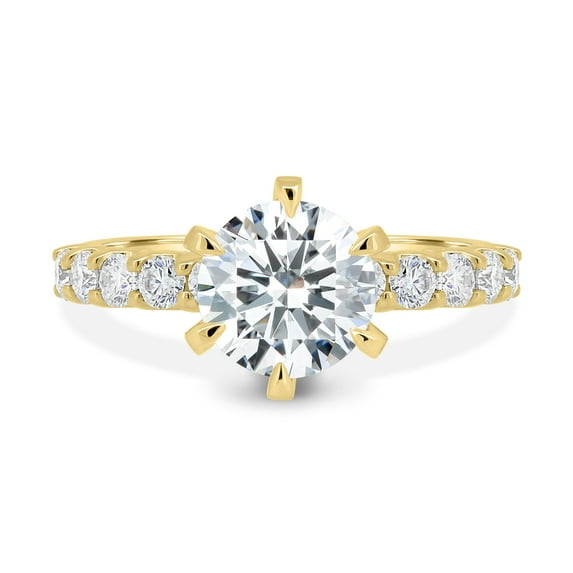 ESTE ORIGIN 2.00Ct Round Cut Lab-Grown Diamond 6 Claw Solitaire Engagement Ring – Half Eternity in 18K Yellow Gold for Women