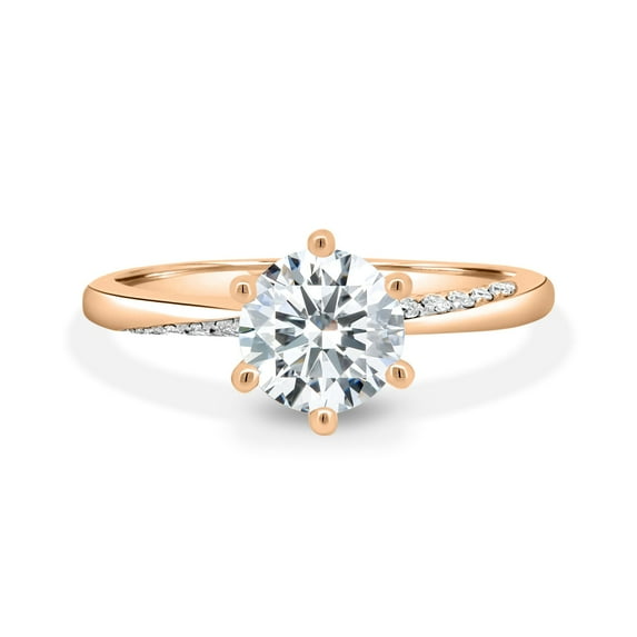 ESTE ORIGIN 2.05ctw Round Moissanite Twisted Micro Pavé Solitaire Engagement Ring in 10K Rose Gold for Women US 5