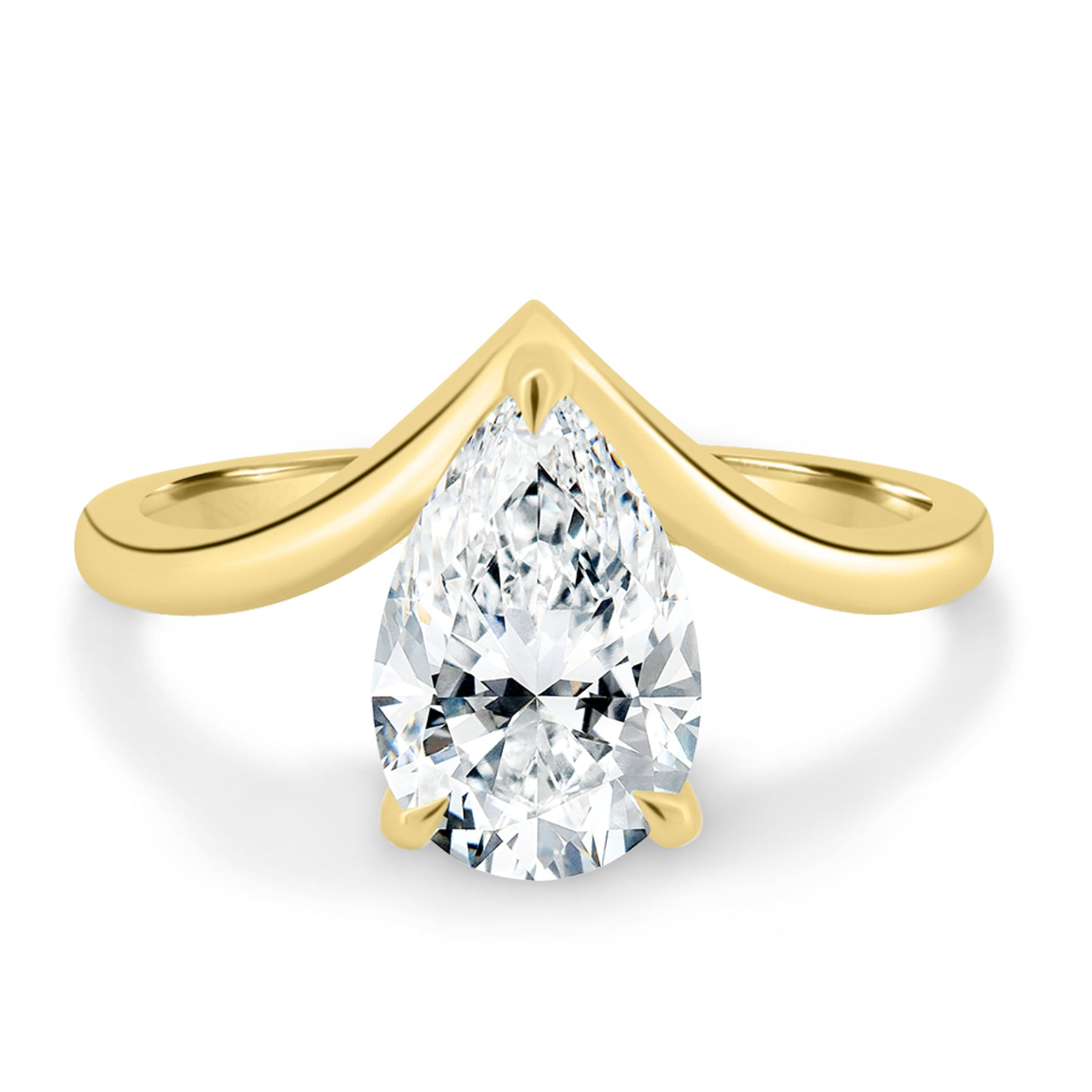 ESTE ORIGIN 2.20Ct Lab Diamond Pear Solitaire Ring with Curved Band in ...