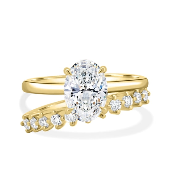 ESTE ORIGIN 2.65CT Oval Moissanite Solitaire Engagement Ring Set / Wedding Ring Set / Bridal Set 18K Yellow Gold Anniversary Ring for Women US 5