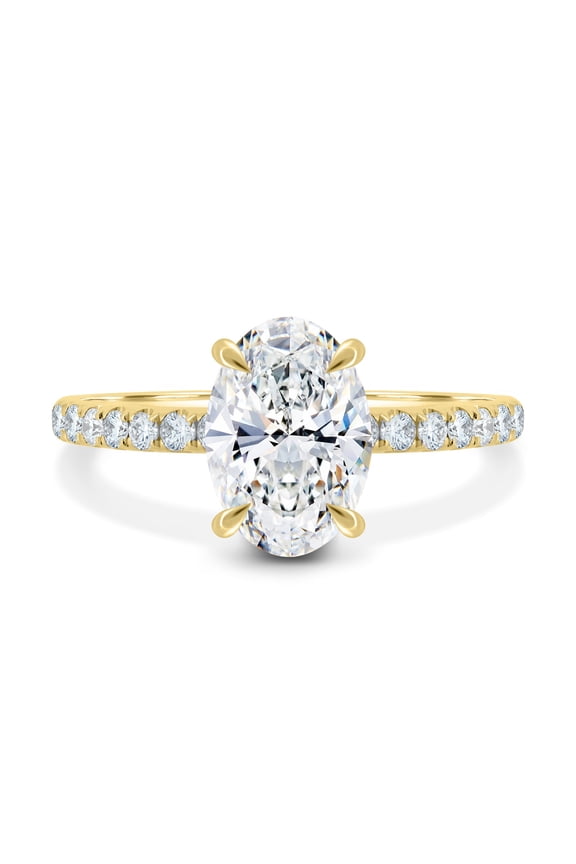 2ct Oval Moissanite Solitaire Engagement Ring Hidden Halo and Pave Band Wedding Ring 10K Gold Gold US 4