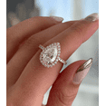 thumbnail image 1 of ESTE ORIGIN 2.50Ct IGI Certified Pear Cut Lab-Grown Diamond Ring, Cathedral Halo & Pavé Band in 10K Rose Gold for Women US 5.5, 1 of 7