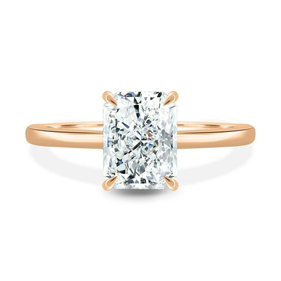 ESTE ORIGIN 2.50Ct Lab Grown Diamond Radiant Solitaire Ring with Hidden Halo in 18K Rose Gold for Women