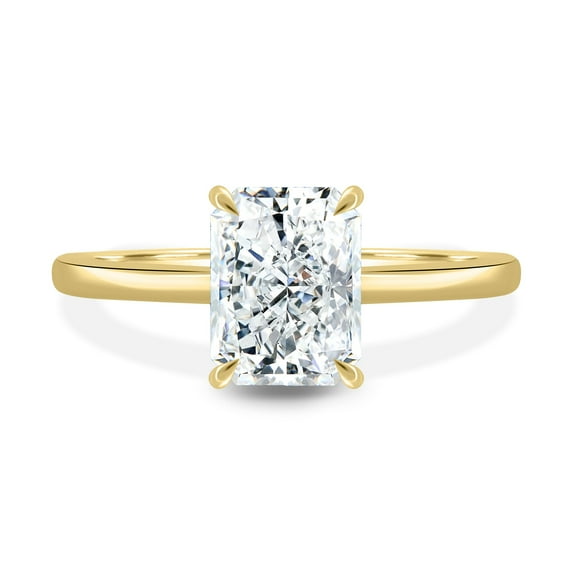 ESTE ORIGIN 2.50Ct Lab Grown Diamond Radiant Solitaire Ring with Hidden Halo in 18K Yellow Gold for Women