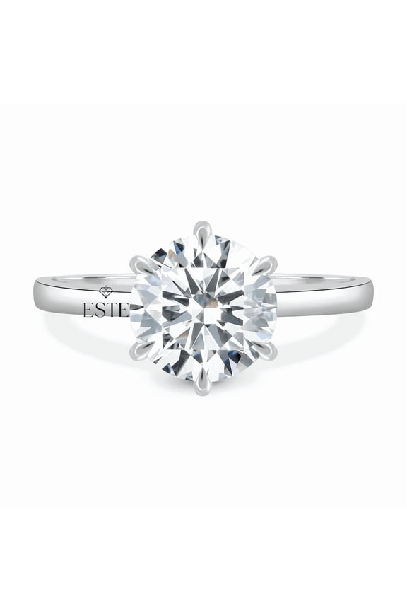 2.5ct Round Cut Moissanite Solitaire Engagement Ring 10K White Gold for Women US 4.5