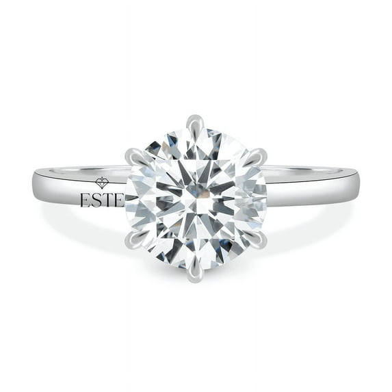ESTE ORIGIN 2.5ct Round Cut Moissanite Solitaire Engagement Ring 10K White Gold for Women US 6