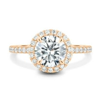ESTE ORIGIN 2.00Ct Round Cut Lab-Grown Diamond Cathedral Halo Engagement Ring – 4 Claw Pavé Band in 14K Rose Gold for Women