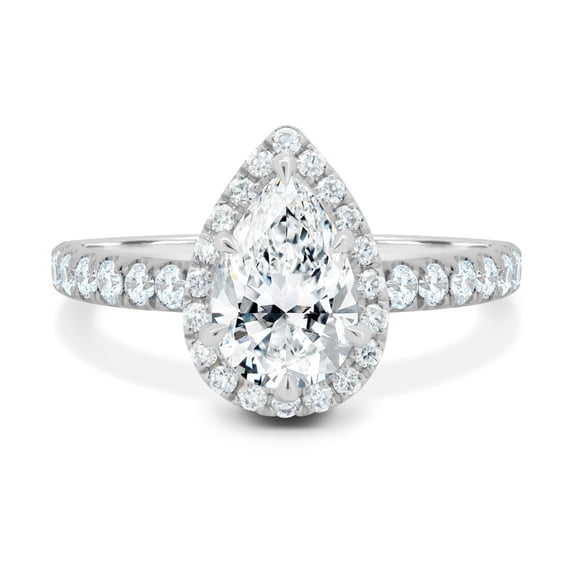 ESTE ORIGIN 2.62Ct Lab-Grown Diamond Pear Cut Halo Engagement Ring in 10K White Gold for Women's