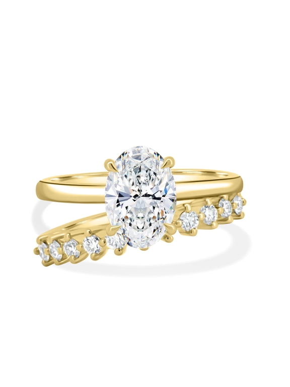 2.65CT Oval Lab-Grown Diamond Solitaire Engagement Ring Set / Wedding Ring Set / Bridal Set 10K Yellow Gold Anniversary Ring for Women US 6