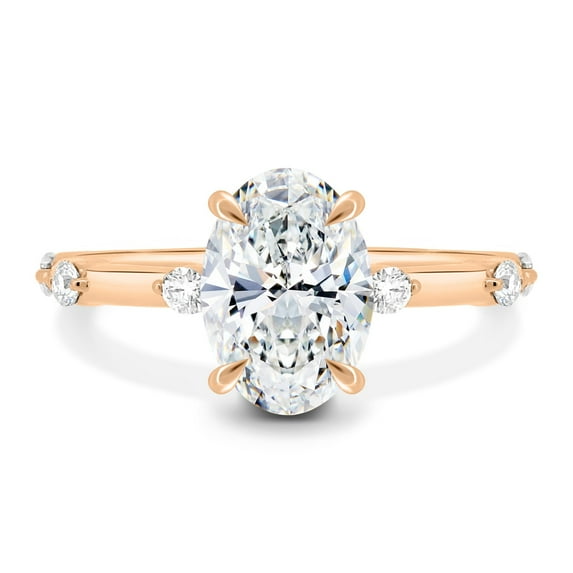 ESTE ORIGIN 2.00Ct Oval Cut Lab-Grown Diamond Solitaire Engagement Ring – Hidden Halo & Accent Stones in 14K Rose Gold for Women