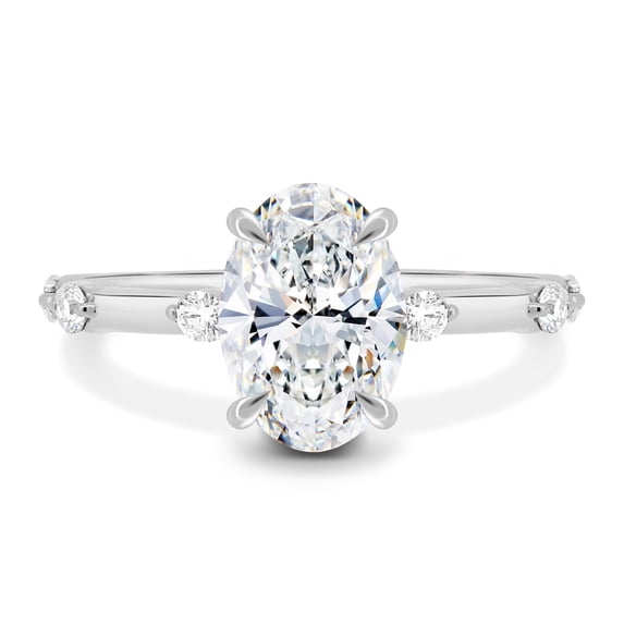 ESTE ORIGIN 2.00Ct Oval Cut Moissanite Solitaire Engagement Ring – Hidden Halo & Accent Stones in 10K White Gold for Women