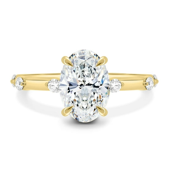 ESTE ORIGIN 2.00Ct Oval Cut Moissanite Solitaire Engagement Ring – Hidden Halo & Accent Stones in 18K Yellow Gold for Women
