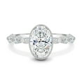 thumbnail image 1 of ESTE ORIGIN 2CT Oval Solitaire Lab-Grown Diamond Ring with Marquise and Round Diamond Band 10K White Gold Bezel Set Engagement Ring for Her US 10.5., 1 of 10