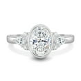 thumbnail image 1 of ESTE ORIGIN 2Ct Oval Solitaire Moissanite Engagement Ring with Side Marquise Stone 18K White Gold Floating Bezel Set Ring for her, available in US 4., 1 of 10