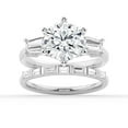 thumbnail image 1 of ESTE ORIGIN 2Ct Round Brilliant Lab-Grown Diamond Three-Stone Engagement Ring with Baguette Side Stones in 14K Rose Gold Bridal Ring Set US 8.5, 1 of 10