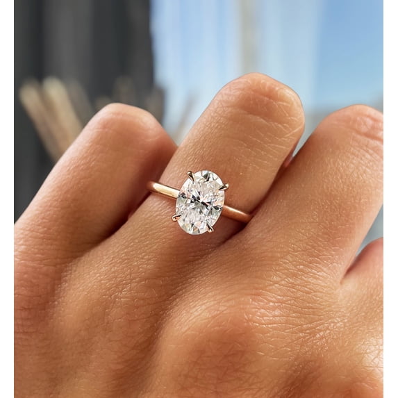 ESTE ORIGIN 2.00Ct Oval Cut Lab-Grown Diamond Solitaire Engagement Ring – Hidden Halo, 4 Claw Setting in 14K White Gold for Women