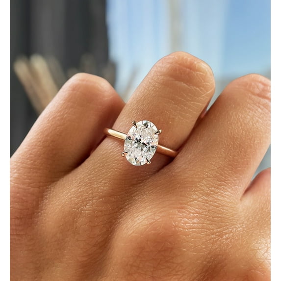 ESTE ORIGIN 2.00Ct Oval Cut Lab-Grown Diamond Solitaire Engagement Ring – Hidden Halo, 4 Claw Setting in 18K Rose Gold for Women