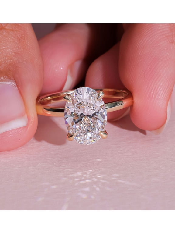 2ct Oval Moissanite Diamond Engagement Ring in 10K Yellow Gold Wedding Ring for Women 5.5.