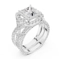 thumbnail image 1 of ESTE ORIGIN 2ct Princess Moissanite Halo Wedding Ring Set - Vintage Inspired – Twisted Band with Pave Accents in 18K White Gold for Women, 1 of 8