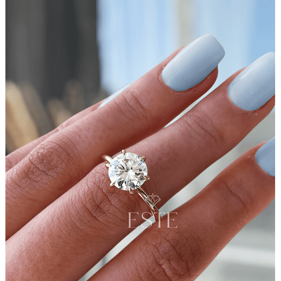 ESTE ORIGIN 2ct Round Solitaire Lab Grown Diamond Engagement Ring 14K Yellow Gold for Women US 6