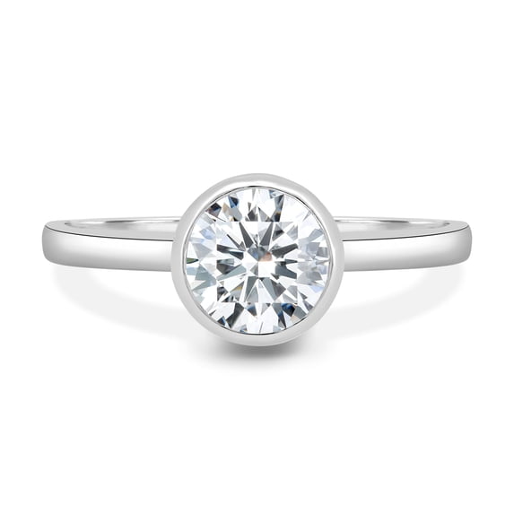 ESTE ORIGIN 2.00Ct Round Cut Minimalist Bezel-Set Lab-Grown Diamond Solitaire Engagement Ring in 10K White Gold for Women