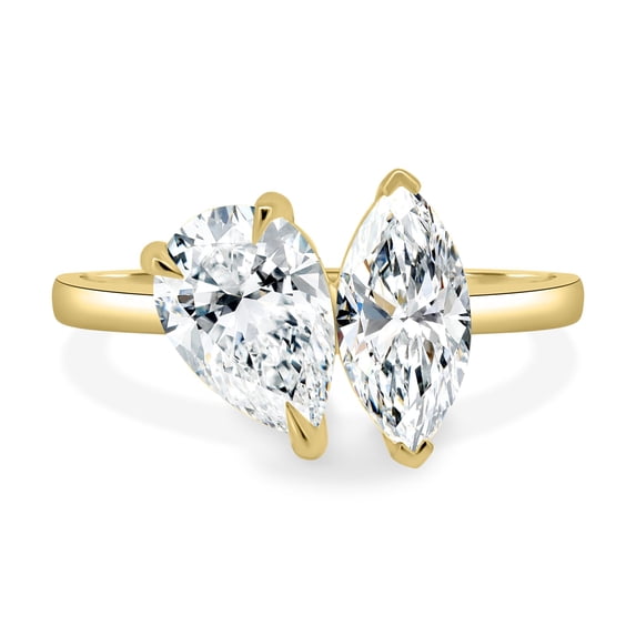 ESTE ORIGIN 3.00 Ct Lab-Grown Diamond Toi et Moi Pear & Marquise Ring in 14K Yellow Gold for Women's