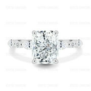 ESTE ORIGIN 3.00Ct Lab-Grown Radiant Diamond Ring with Hidden Halo & Accent Band in 10K White Gold for Women