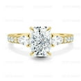thumbnail image 1 of ESTE ORIGIN 3.00Ct Radiant Lab-Grown Diamond Trilogy Ring with Pear Accents & Pavé Band in 14K Yellow Gold for Women, 1 of 8