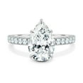 thumbnail image 1 of ESTE ORIGIN 3.25 Ct Pear Cut Moissanite Solitaire Engagement Ring with Hidden Halo and Pave, 18K White Gold Wedding Ring for Her US 8.5, 1 of 8