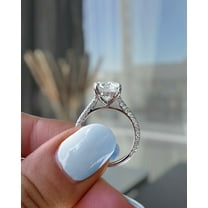 ESTE ORIGIN 2.50Ct Round Lab-Grown Diamond Cathedral Engagement Ring – Triple Pavé Band, Hidden Halo in 14K Rose Gold for Women