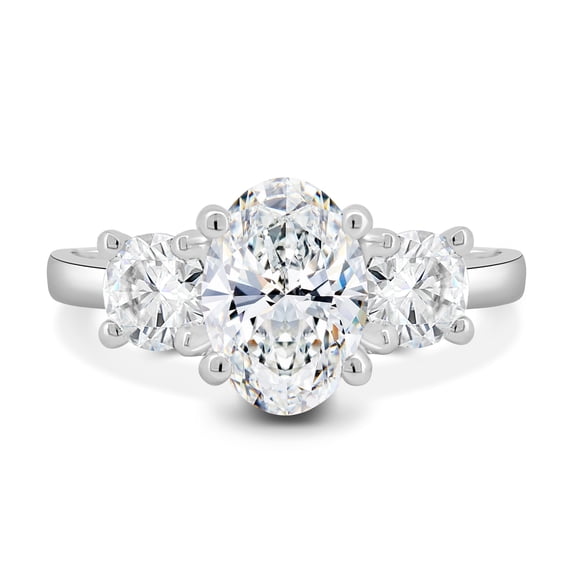 ESTE ORIGIN 3.2ct Oval Lab-Grown Diamond Three-Stone Engagement Ring in 14K White Gold Wedding Band for Her is US 4.5.
